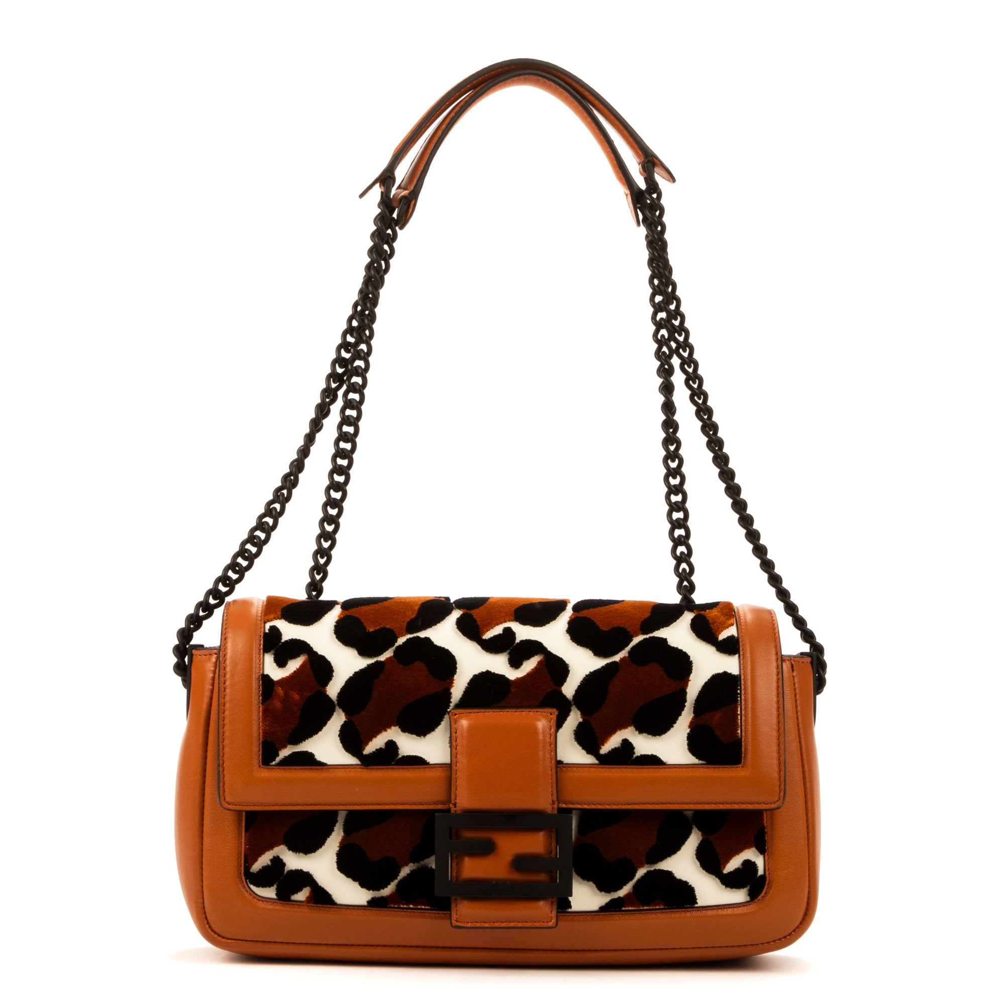 Fendi Baguette Leopard 0 Brown Calfskin/Velvet Leopard Leather EAH0064