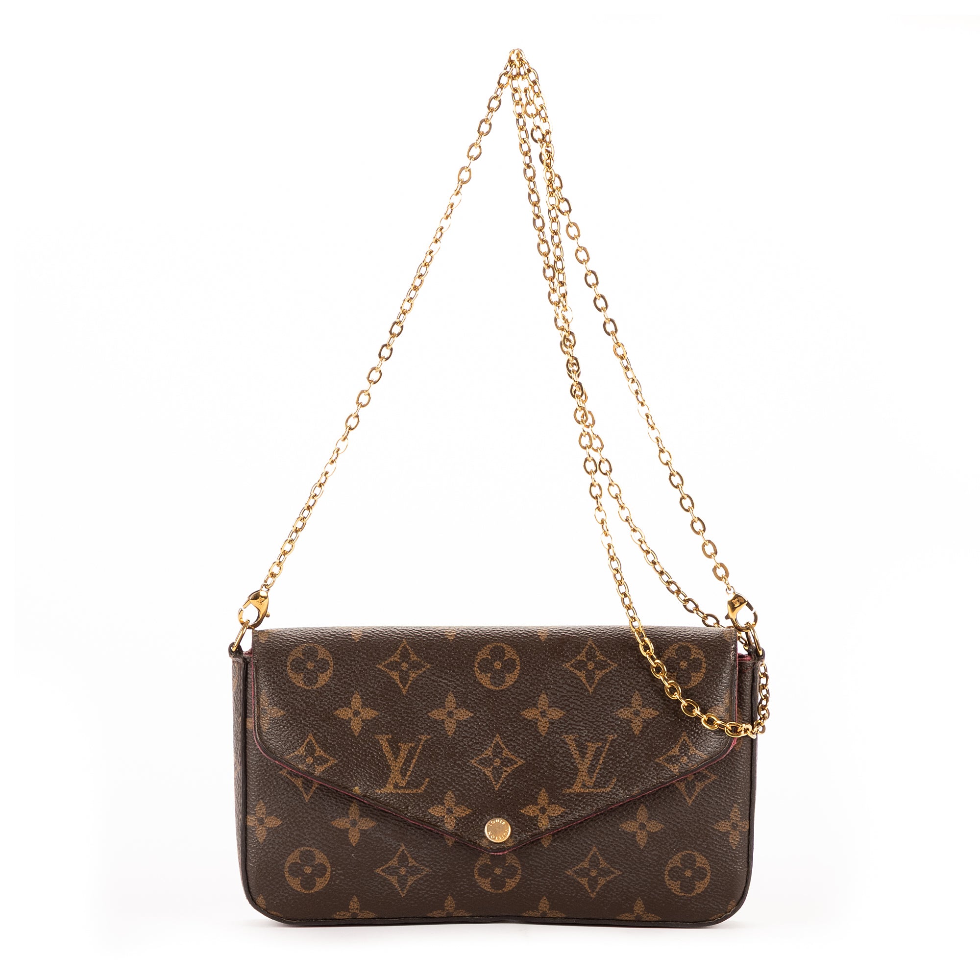 Louis Vuitton Pochette Felicie Magenta 0 Brown/Burgundy Monogram Canvas EAH3366