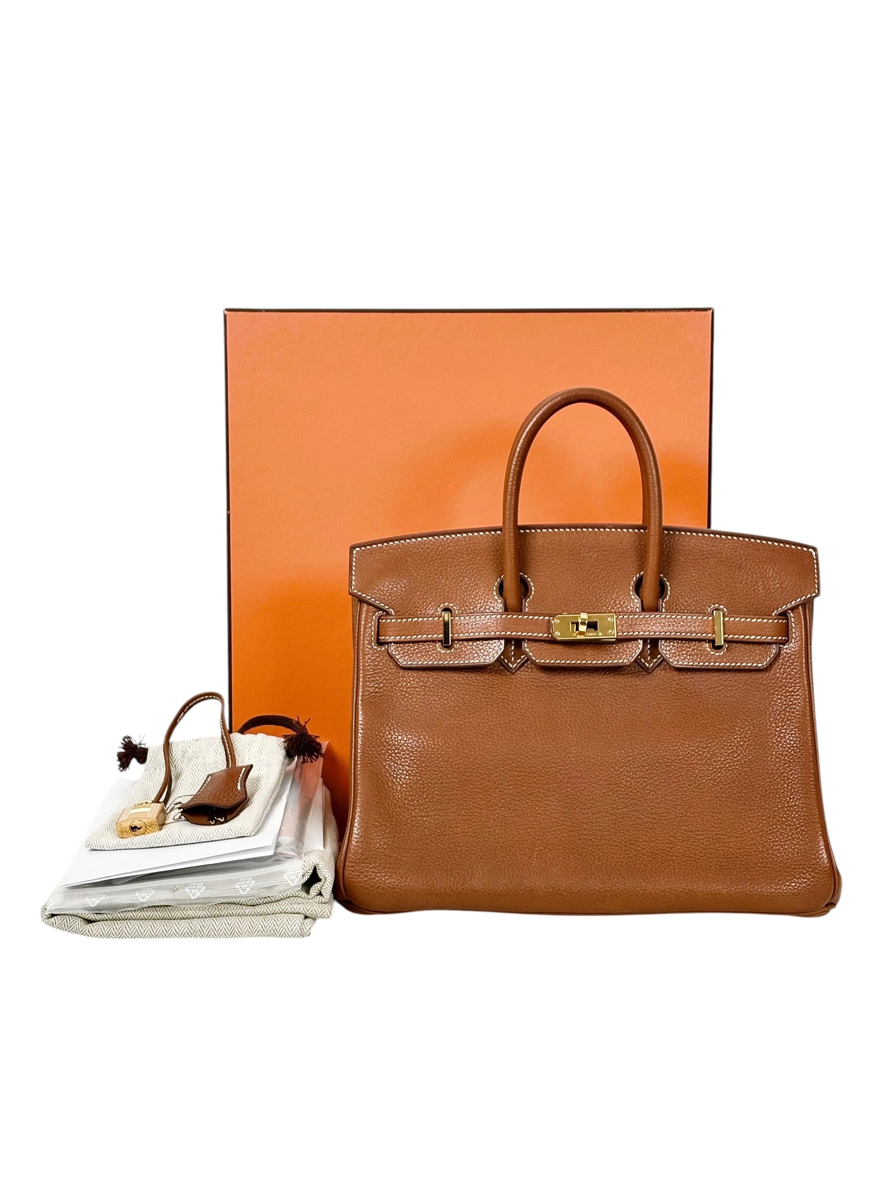 Hermes Birkin 25cm in Barenia Leather - Full Set