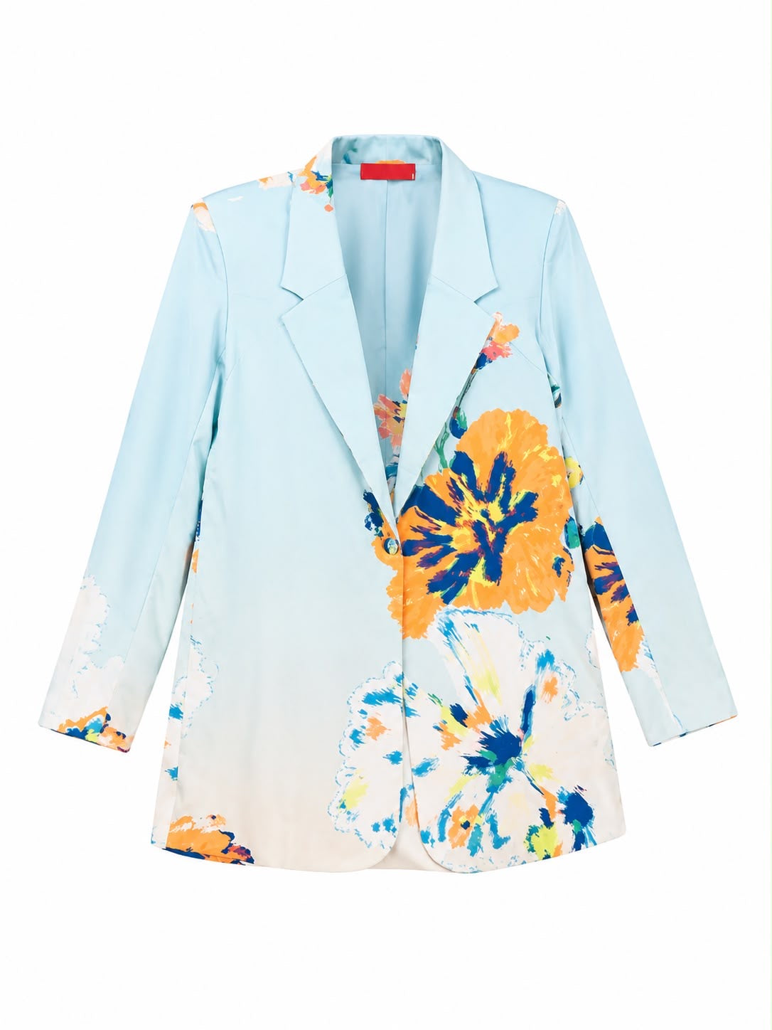 JACKET JOSY SILK LINING PLACEMENT BLUE ORANGE FLOWERS GRADIENT MCL12988