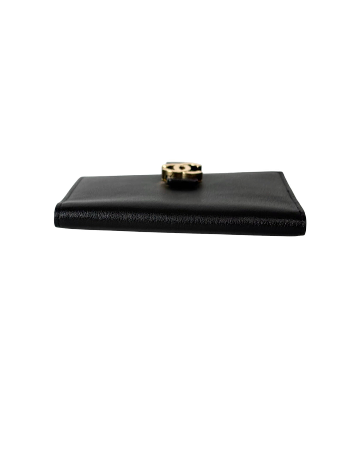 Chanel Black Calf Leather Passport Holder Wallet