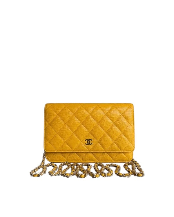 CHANEL WALLET ON CHAIN WOC - QUILTED CAVIAR YELLOW SERIES 25 SYCMCA138