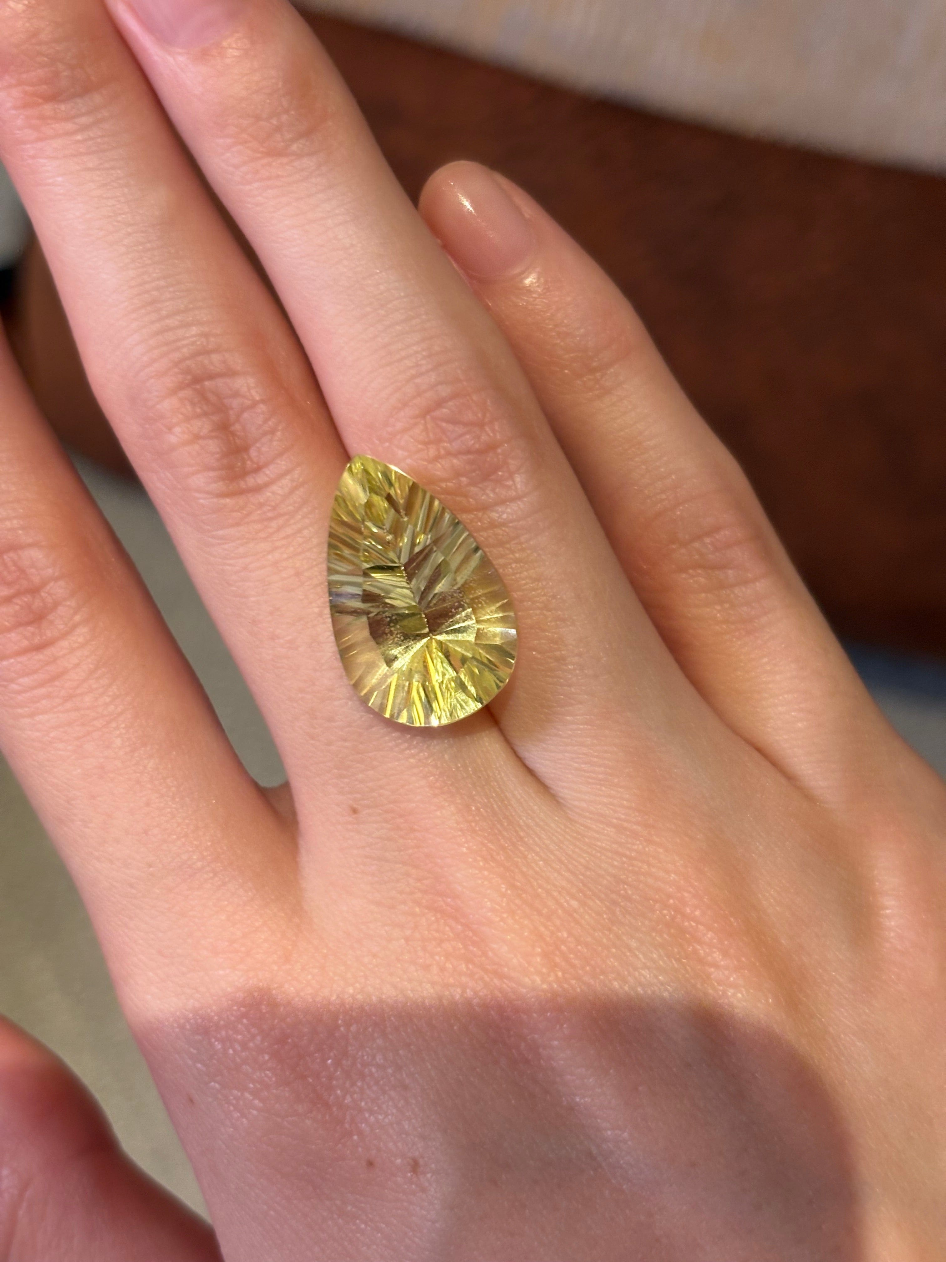 Luxury Promise 12.30ct Lemon Quartz Concave Cut Pear DXBCS2799