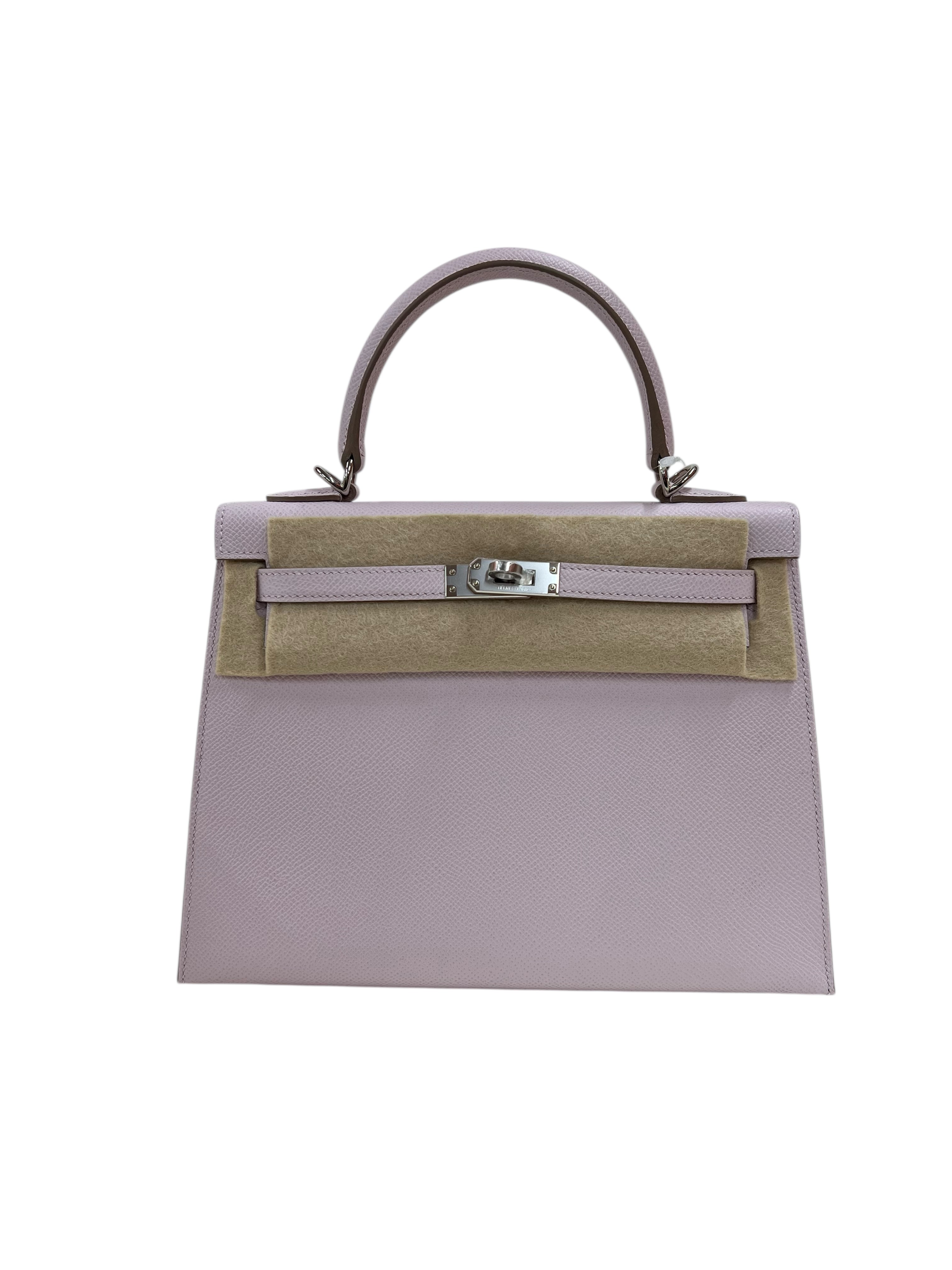 Hermes Kelly 25 Mauve Pale Epsom PHW #B SKCJB-247489