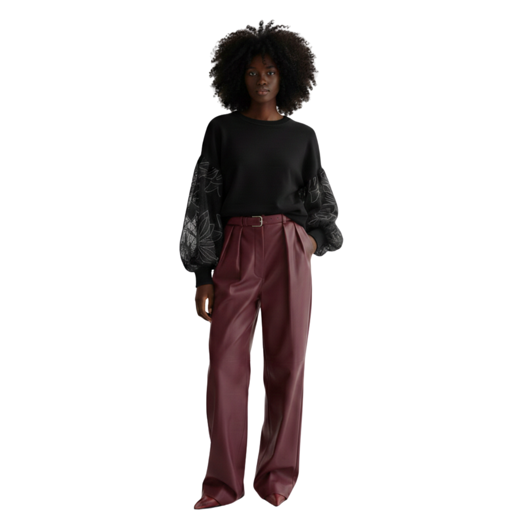 EMBROIDERED PUFFY SLEEVES TOP (فستان)"DINA"