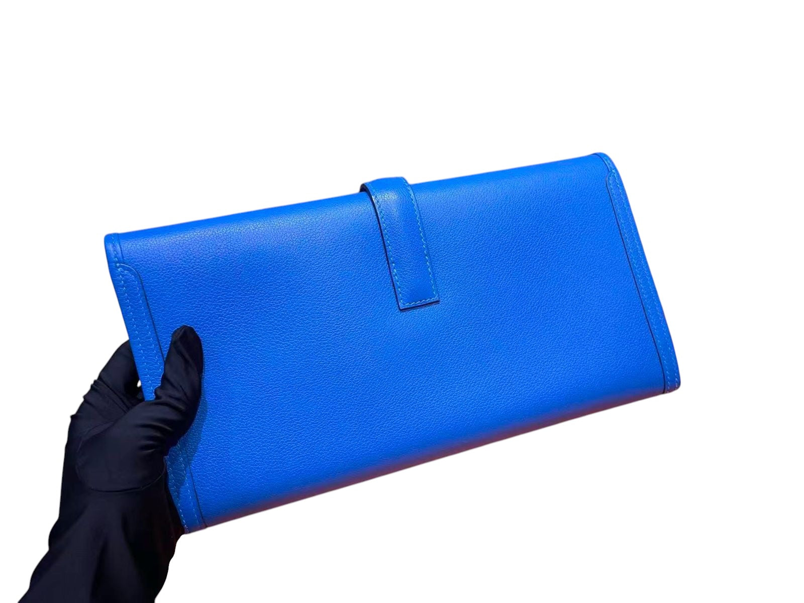 Hermes Blue Jige Elan Clutch Evercolor - New in Box