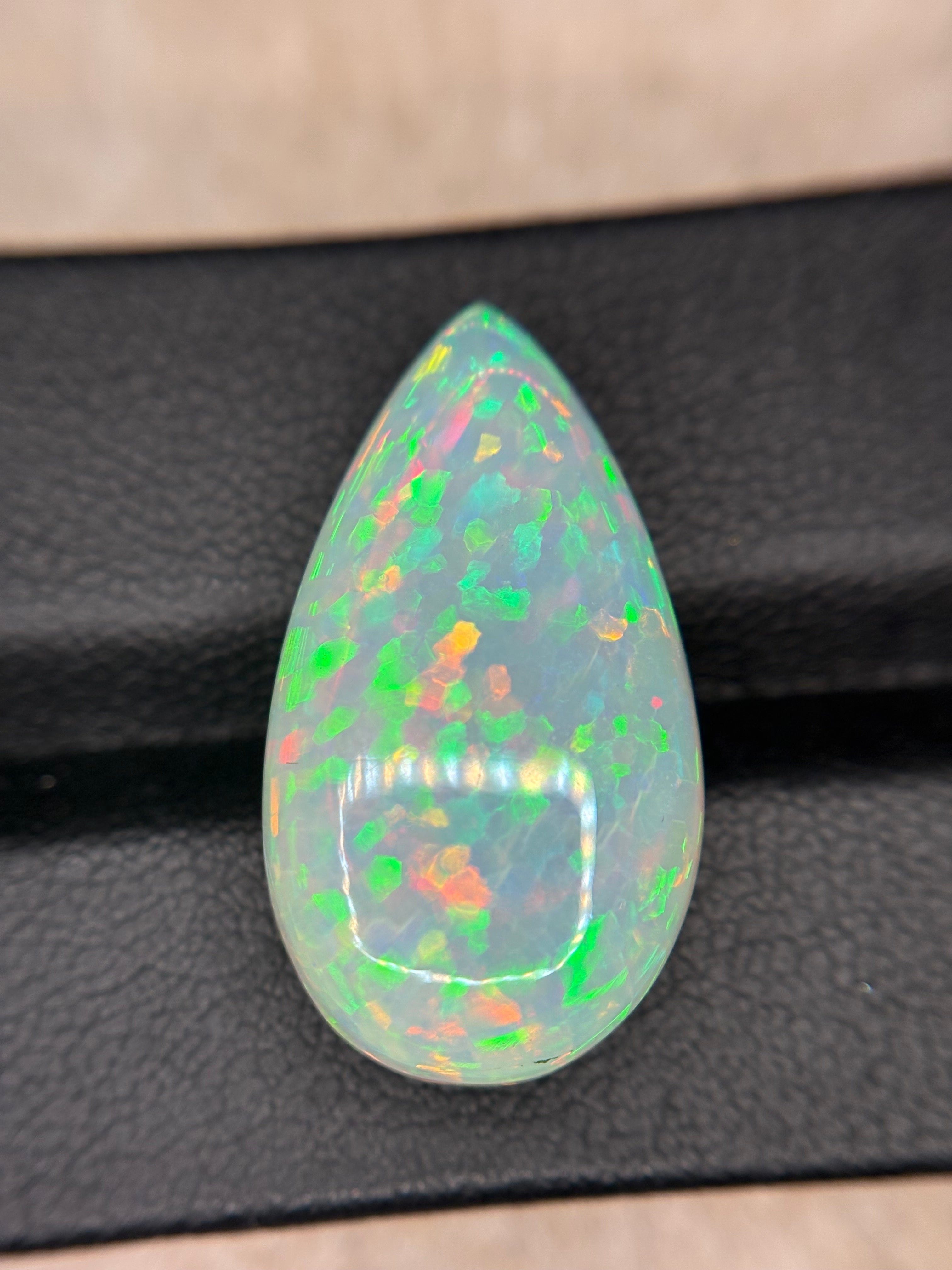 11.85ct White Opal Cab Pear THAIC0455