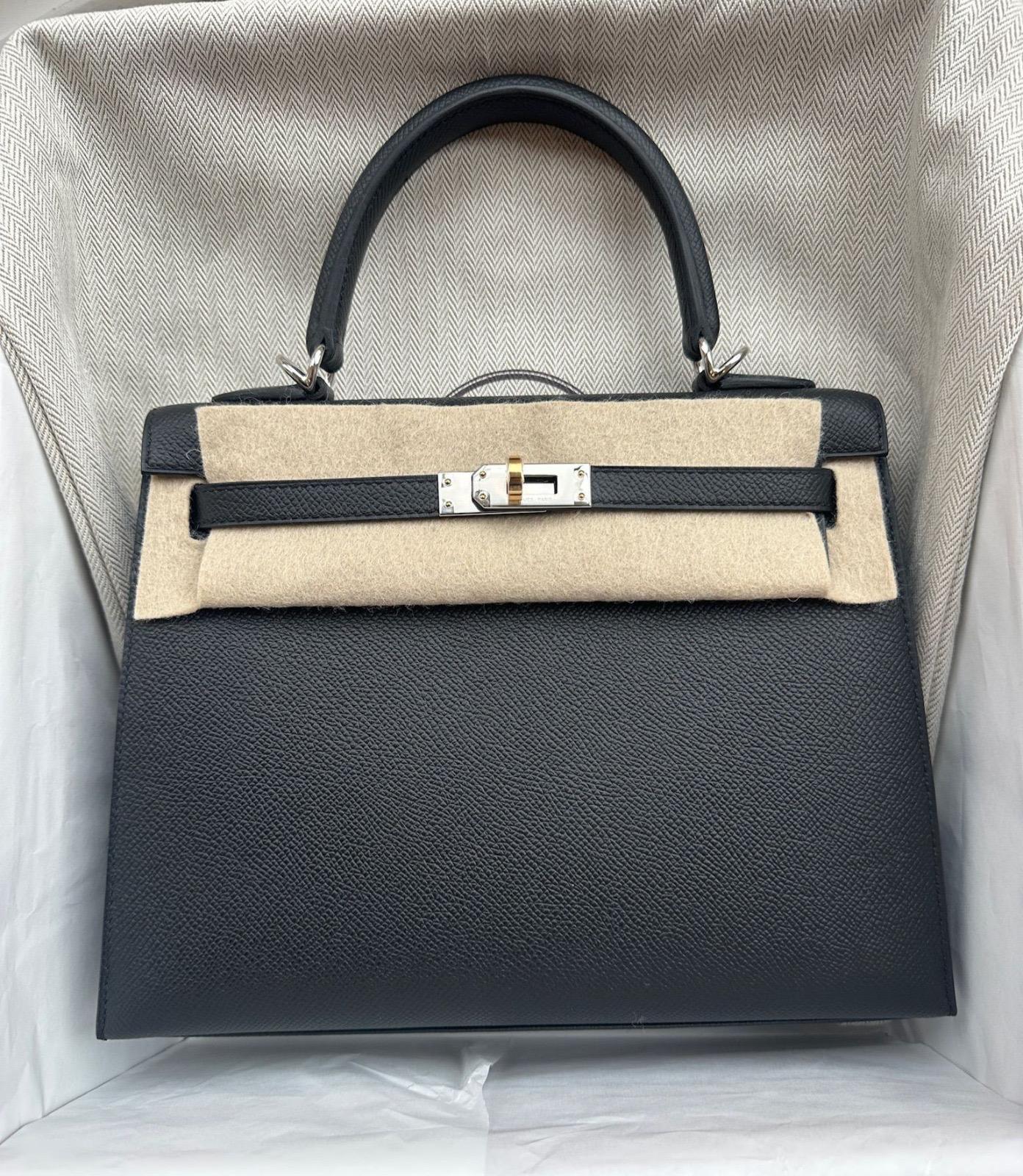 Hermes Kelly 25 Black Electrum K STAMP ALTC0545