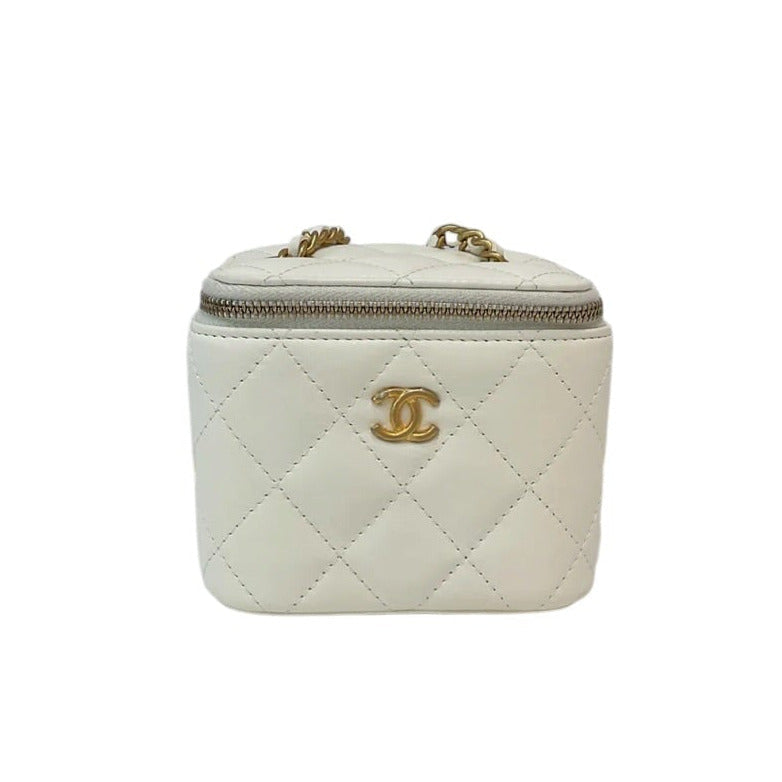 Chanel Mini White CoCo Crush Vanity Case in Lambskin