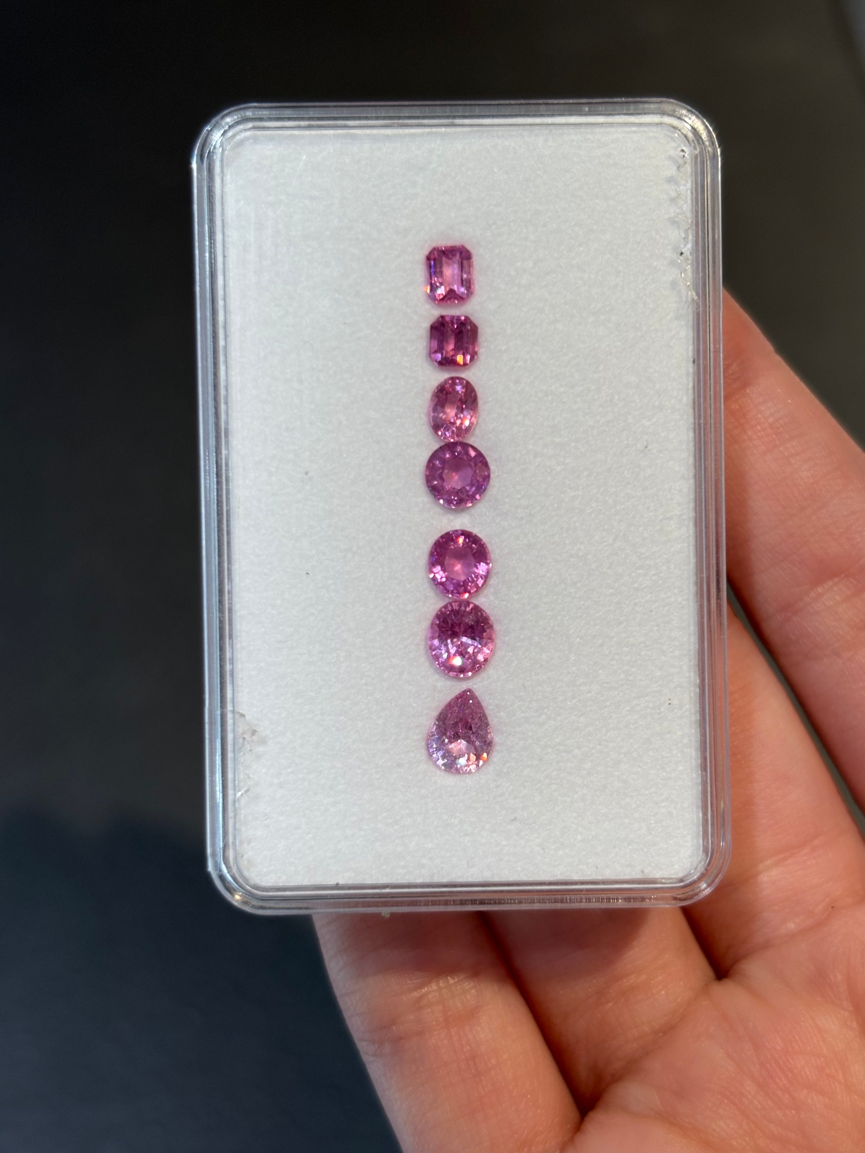 3.08ct Burma Intense Pink Spinel Set 7pcs DXBCS5704