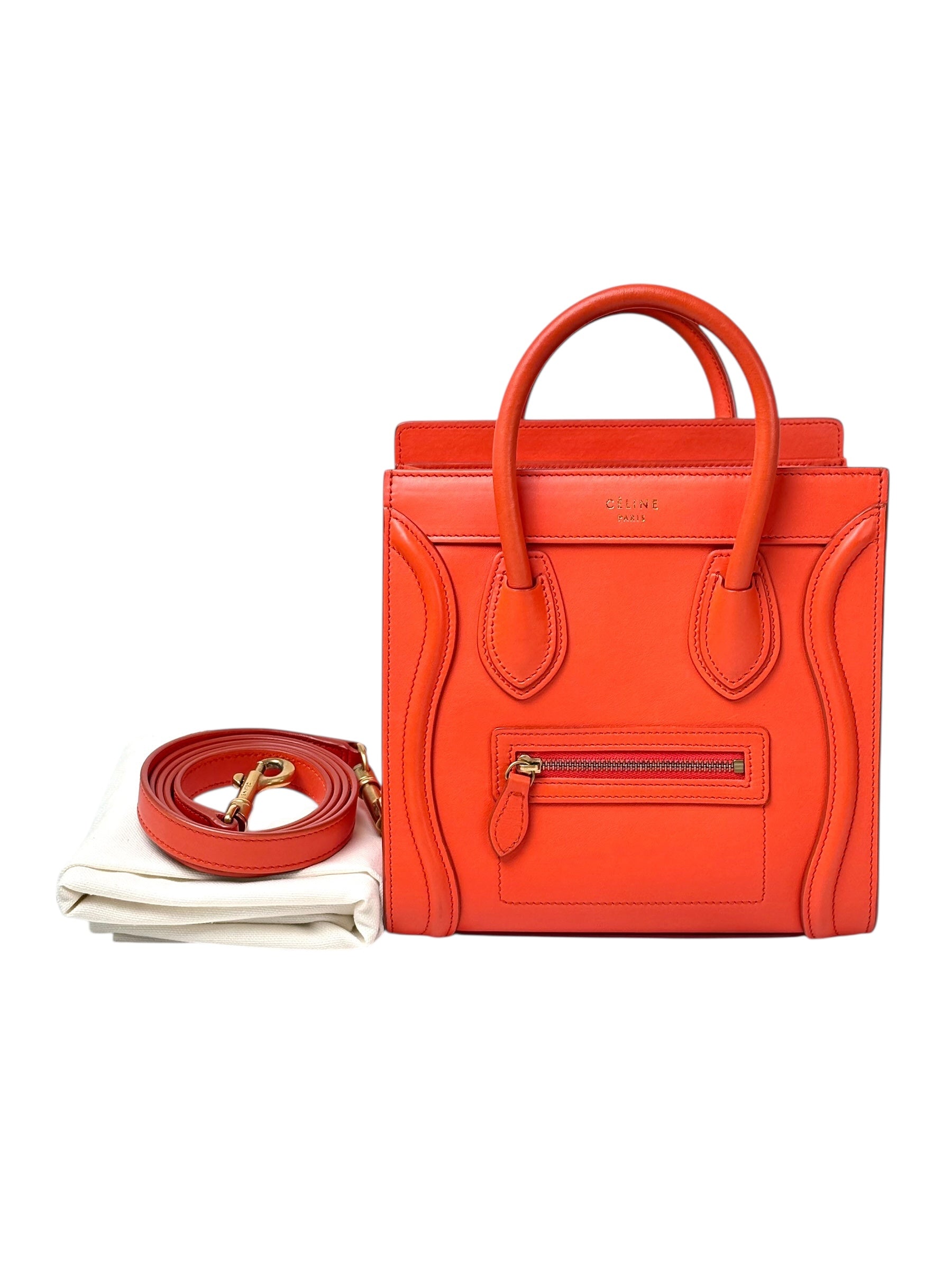 Celine Orange Mini Luggage Bag