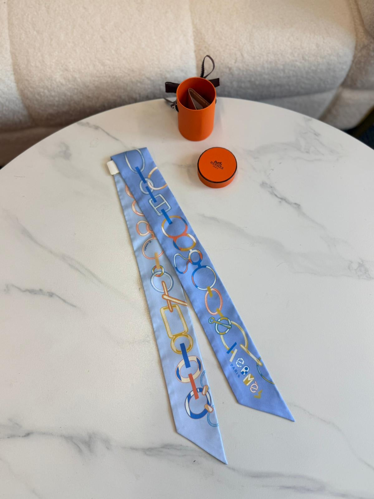 Hermès Twilly Scarf - Sky Blue Chain