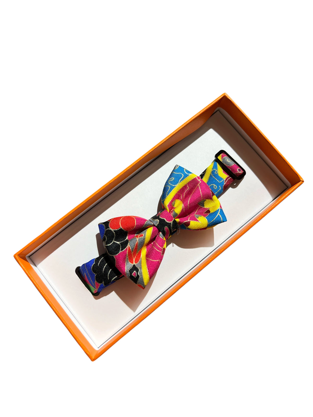 HERMES  BLACK+MULTI SILK BOW TIE 2000000151700