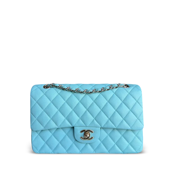 CHANEL CLASSIC FLAP MEDIUM - CAVIAR 25CM QUILTED TIFFANY LIGHT BLUE GOLD HARDWARE SERIES 26 SYCM607