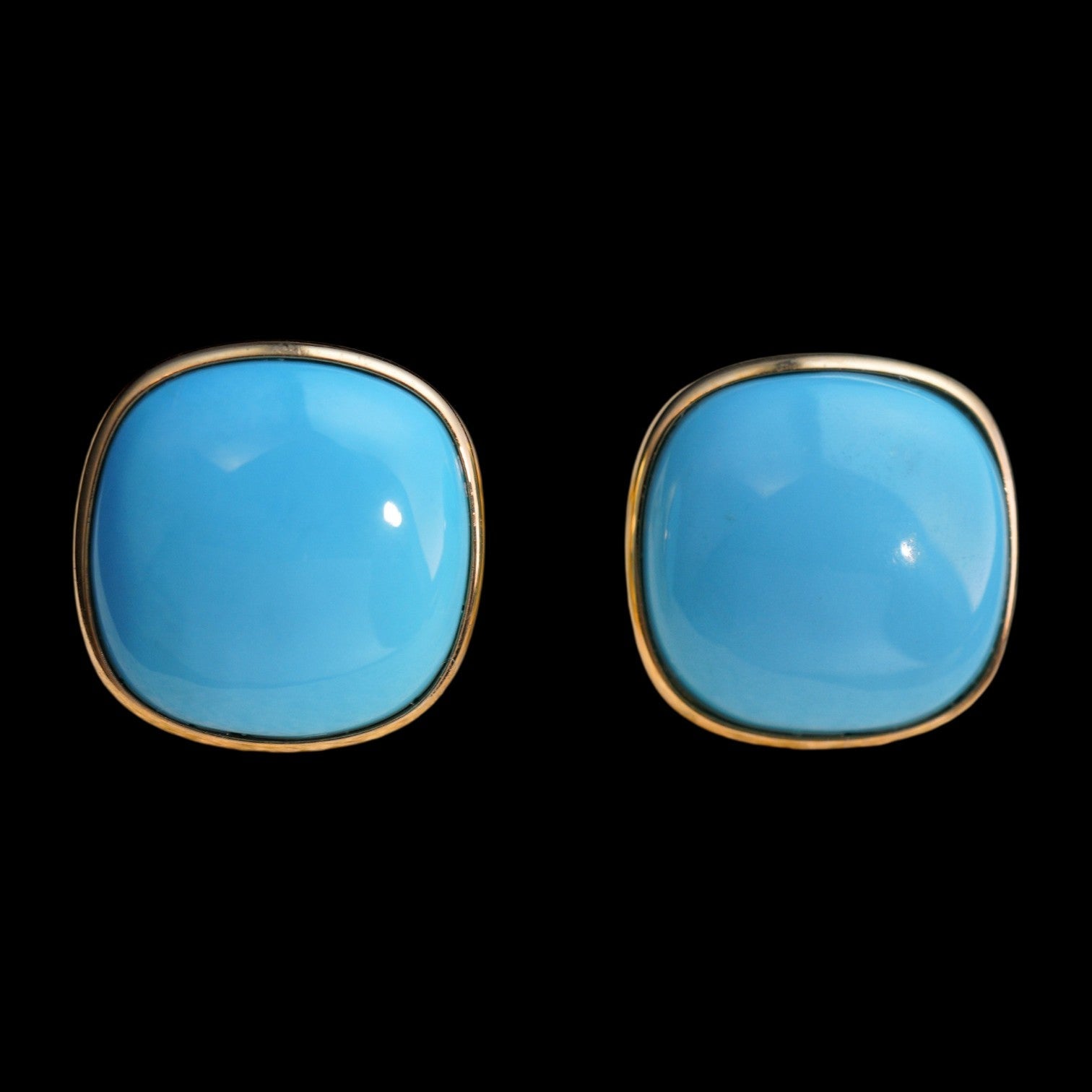 10.88ct Untreated Turquoise Earrings set in 18K Yellow Gold