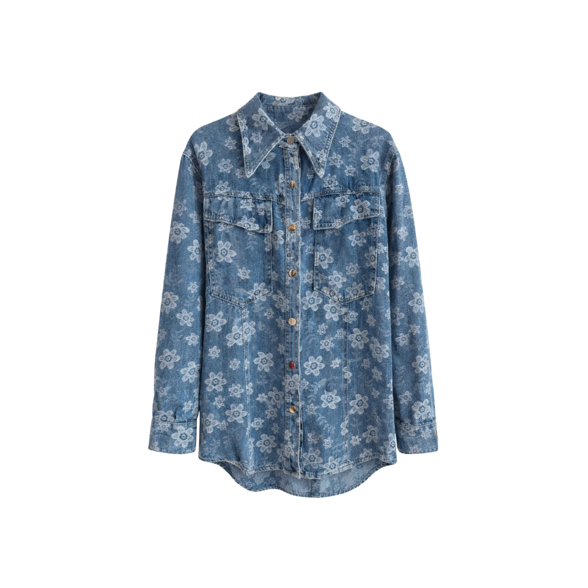 FLORAL DENIM SHIRT (فستان)"ANNIA"