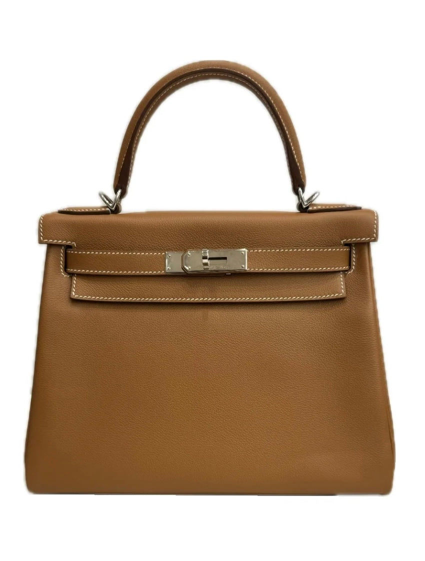 Hermes Kelly 28 Gold Evercolor Retourne with PHW Verso Rose Azalee - Full Set - D Stamp