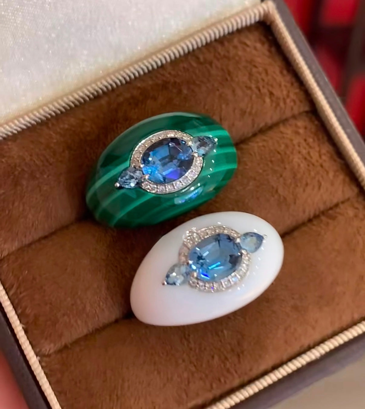 SEN BY SANDY WHITE CERAMIC/ AQUAMARINE RING AVCHK396