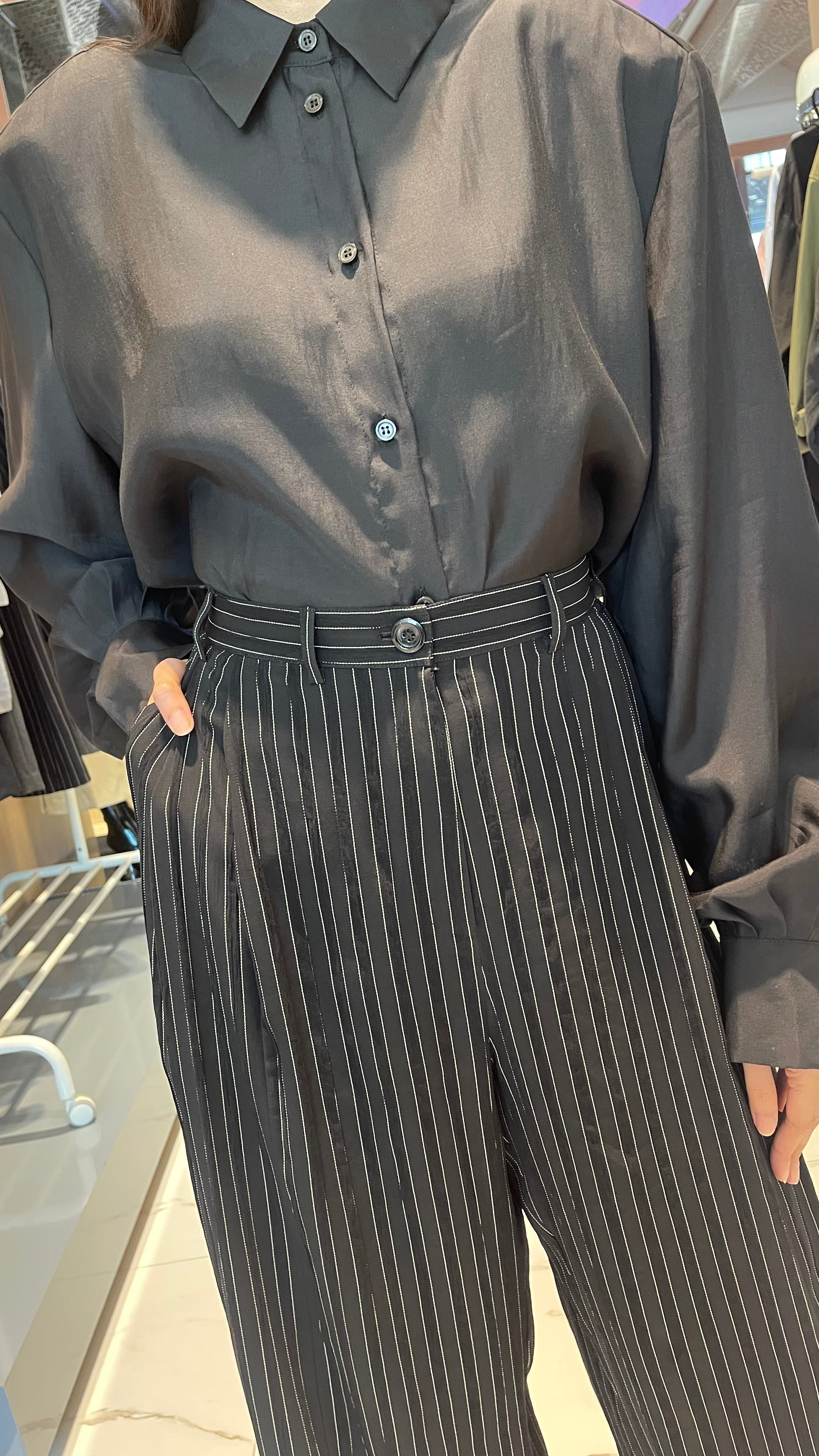 WIDE LEG PINSTRIPE TROUSERS  (بنطلون) "BOUBOU"