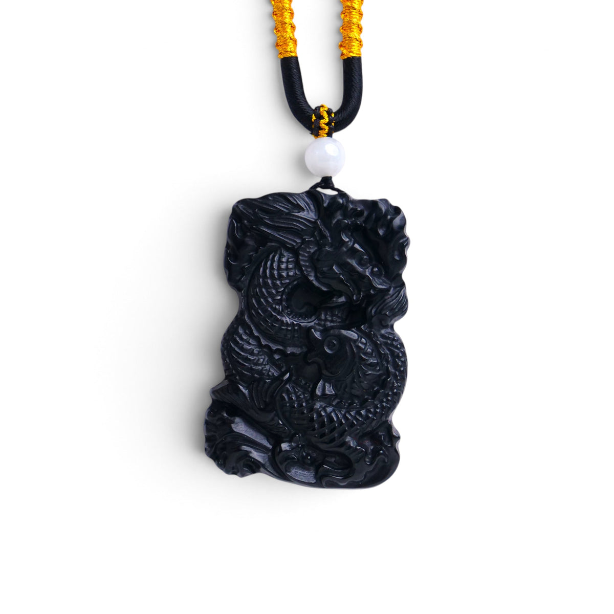 GDDN42 The Dragon Gate Black Mutton Fat Jade Carved Pendant