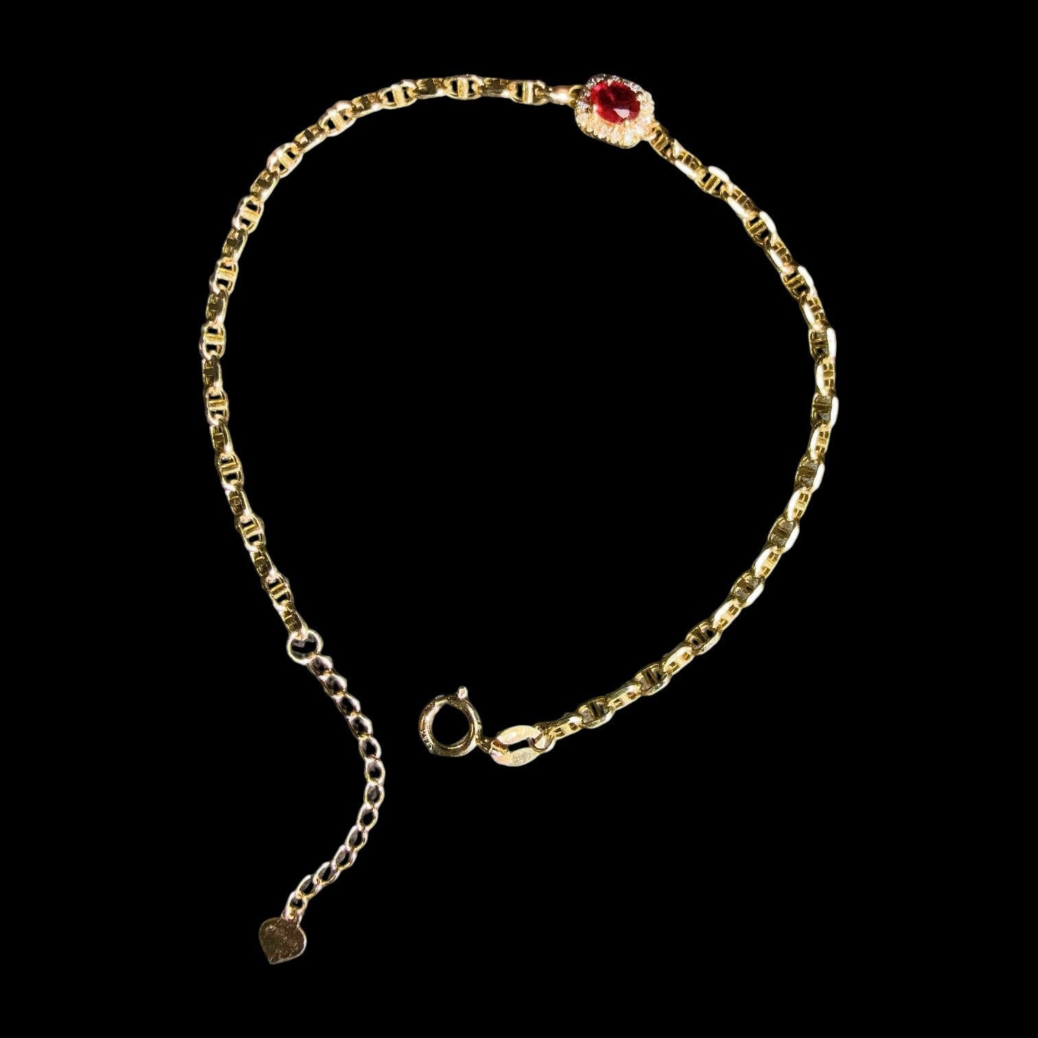 0.191ct Natural "Pigeon Blood" Ruby & 0.042ct Natural Diamond Bracelet set in 18K Yellow Gold