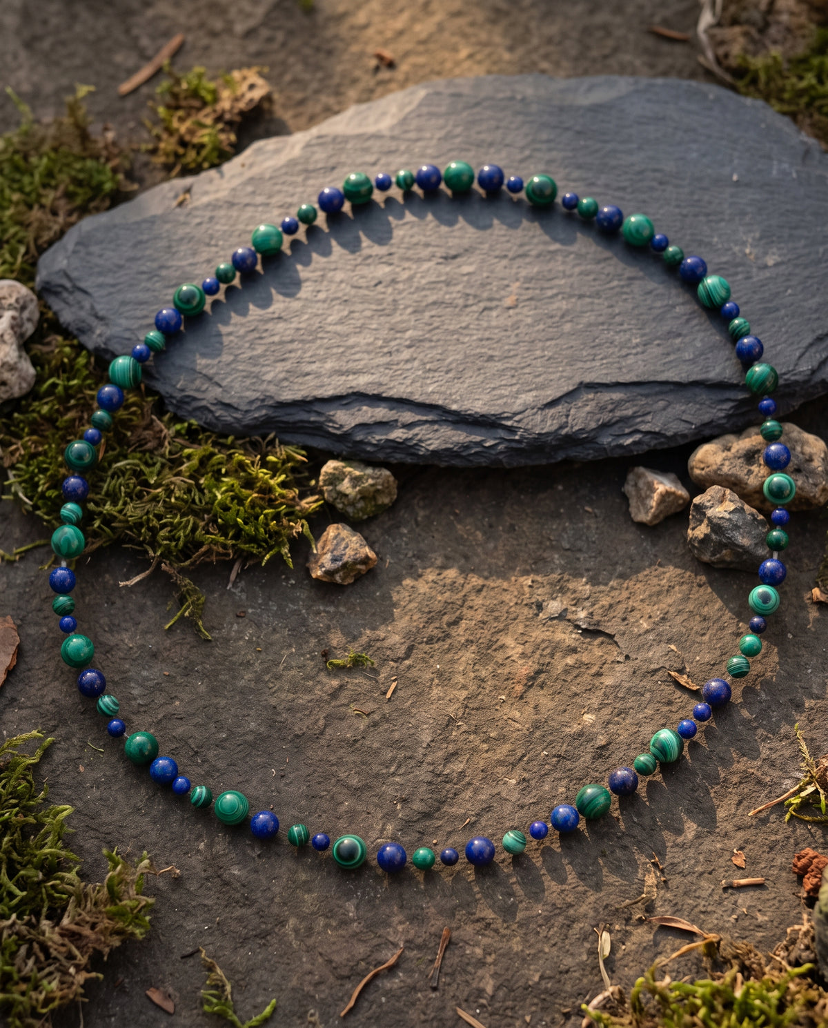 52.80Lapis With Malachite (Lapis 3,5 Round & Mal 4,6 Round )Cabs DXBS6789