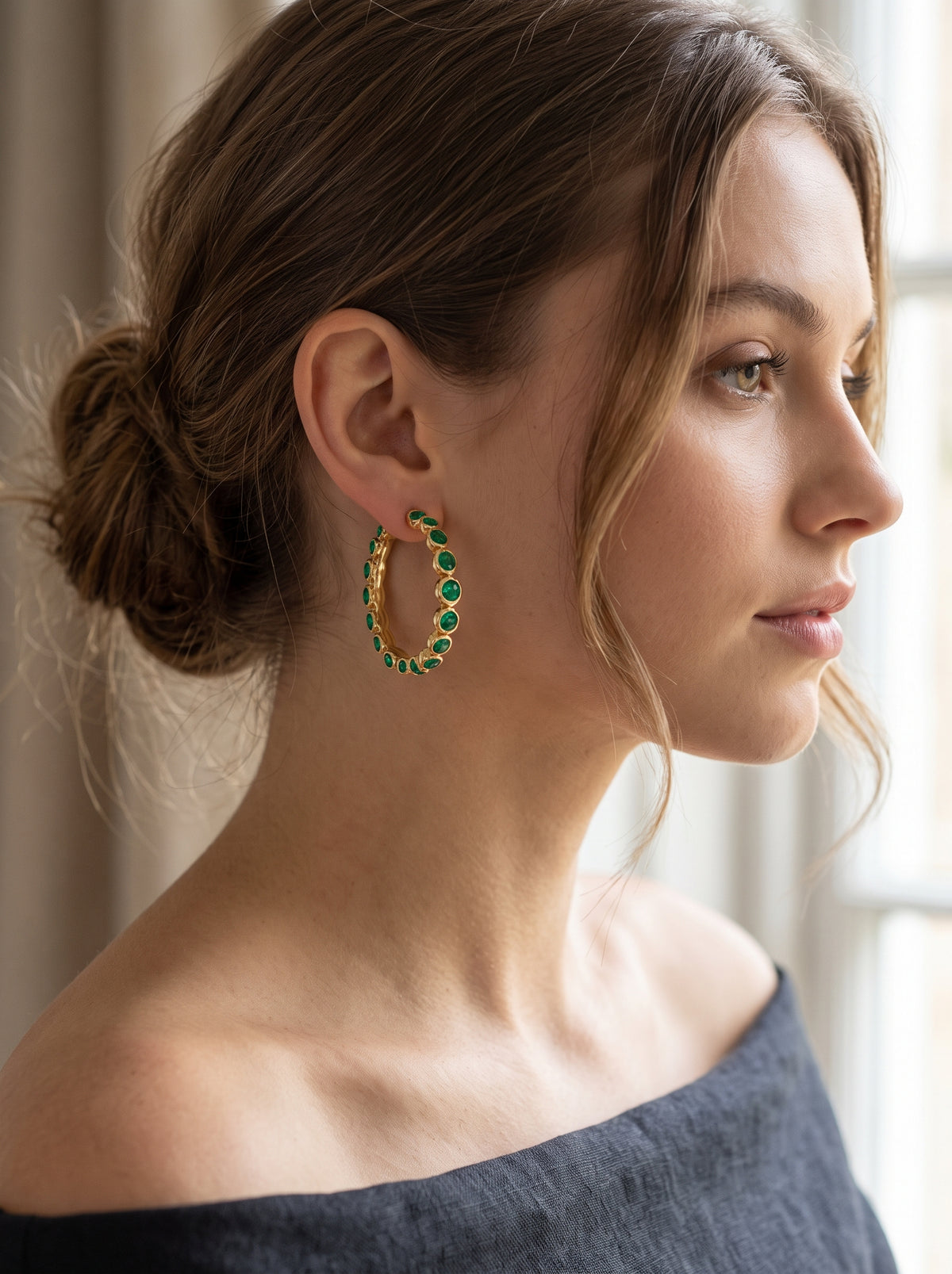 18K  Bubble Hoop Earrings SETTING ONLY SABSET086