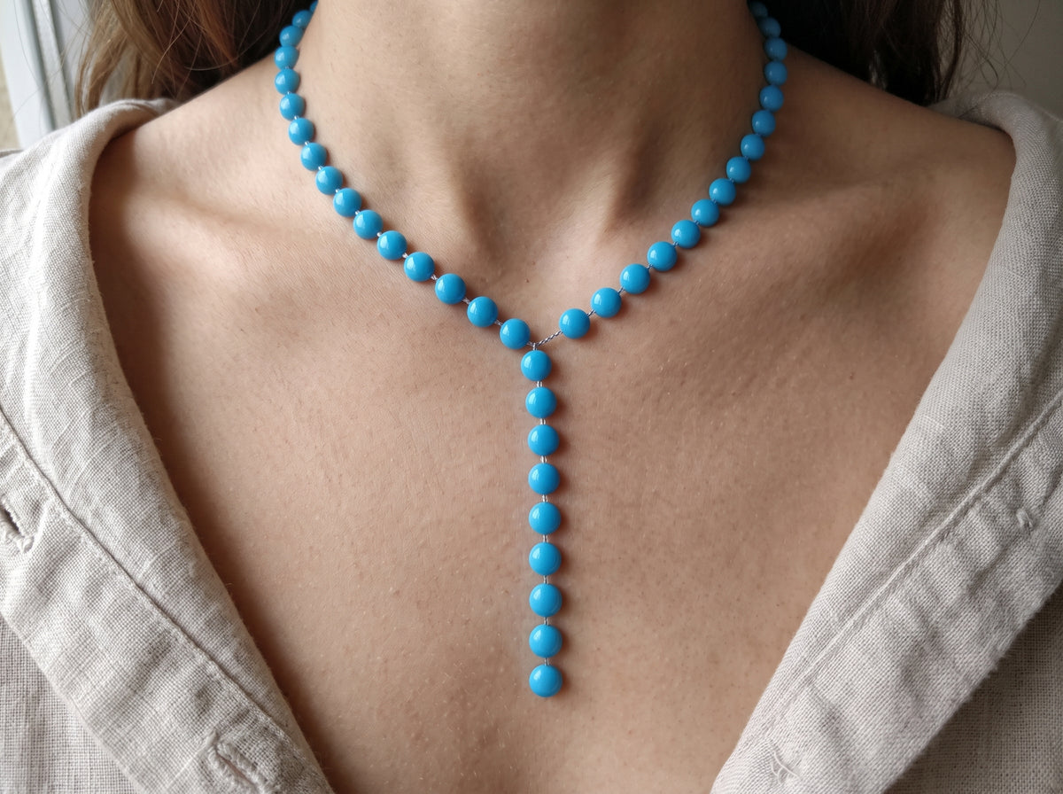 Turquoise Bubble Necklace DXBS6876 with setting silver