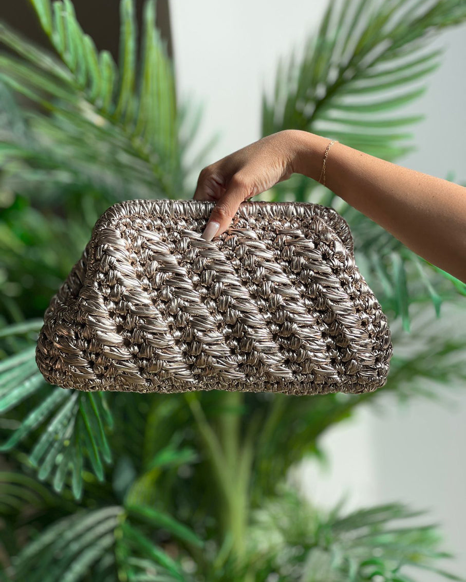 Grand Glactica Metallic Champagne Clutch