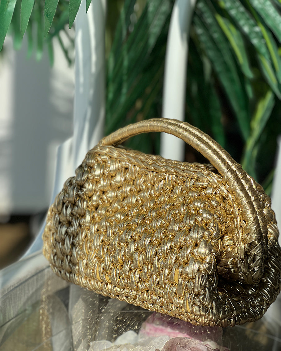 Half Moon Grand Galactica Metallic Rope Gold Bag