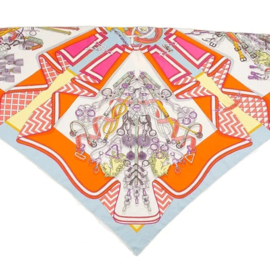 Hermes 140cm Cashmere/Silk Large Triangle Scarf - Bouquets Sellier  - in Box