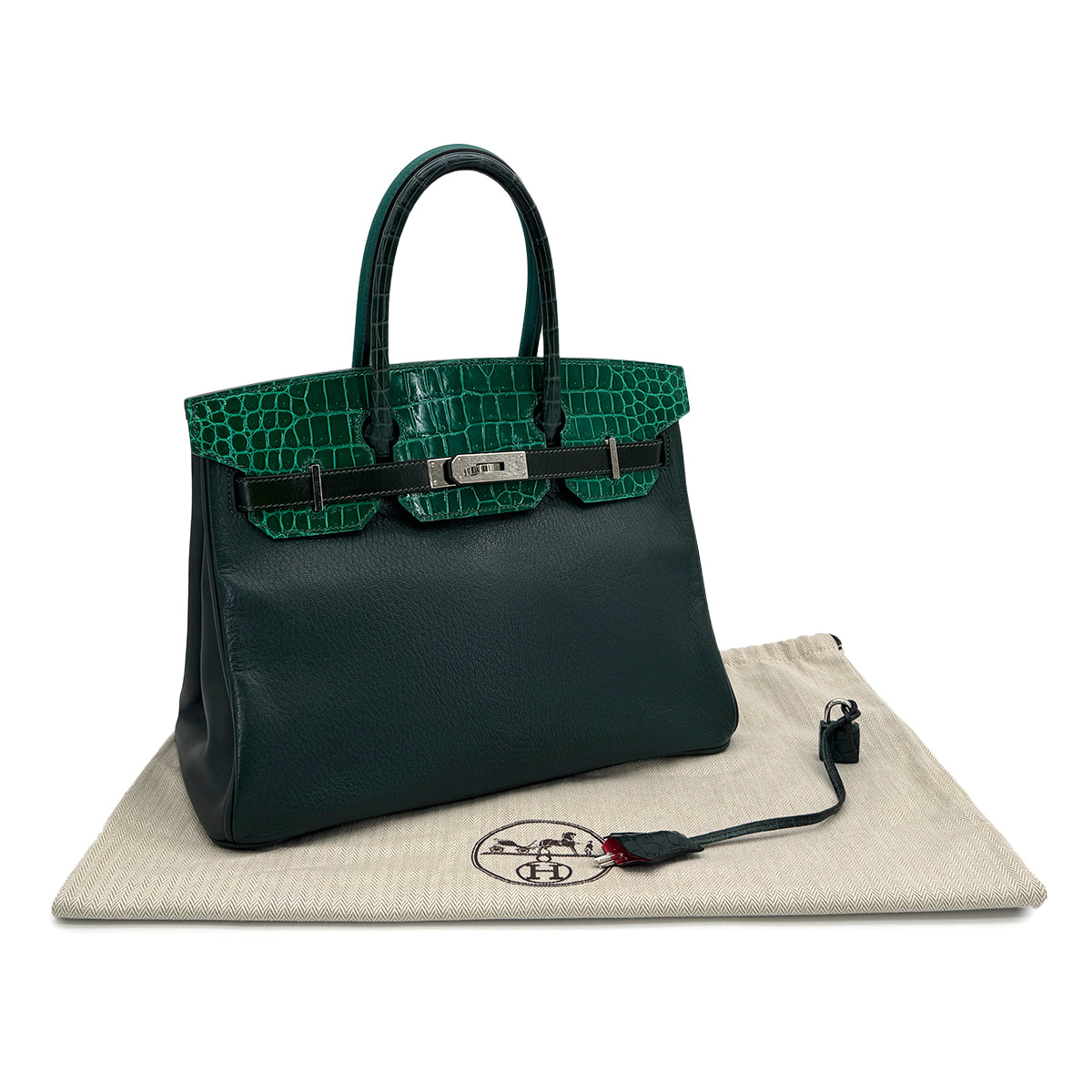 HERMES BIRKIN 30 PATCHWORK VERT FONCE VERT EMERALD VERT TITIEN MALACHITE ROSE AZALEE CROCODILE POROSUS CHEVRE TAURILLON CLEMENCE EPSOM EVERCOLOR SWIFT BOX CALF HAND BAG 2018 C PALLADIUM HARDWARE 90313338