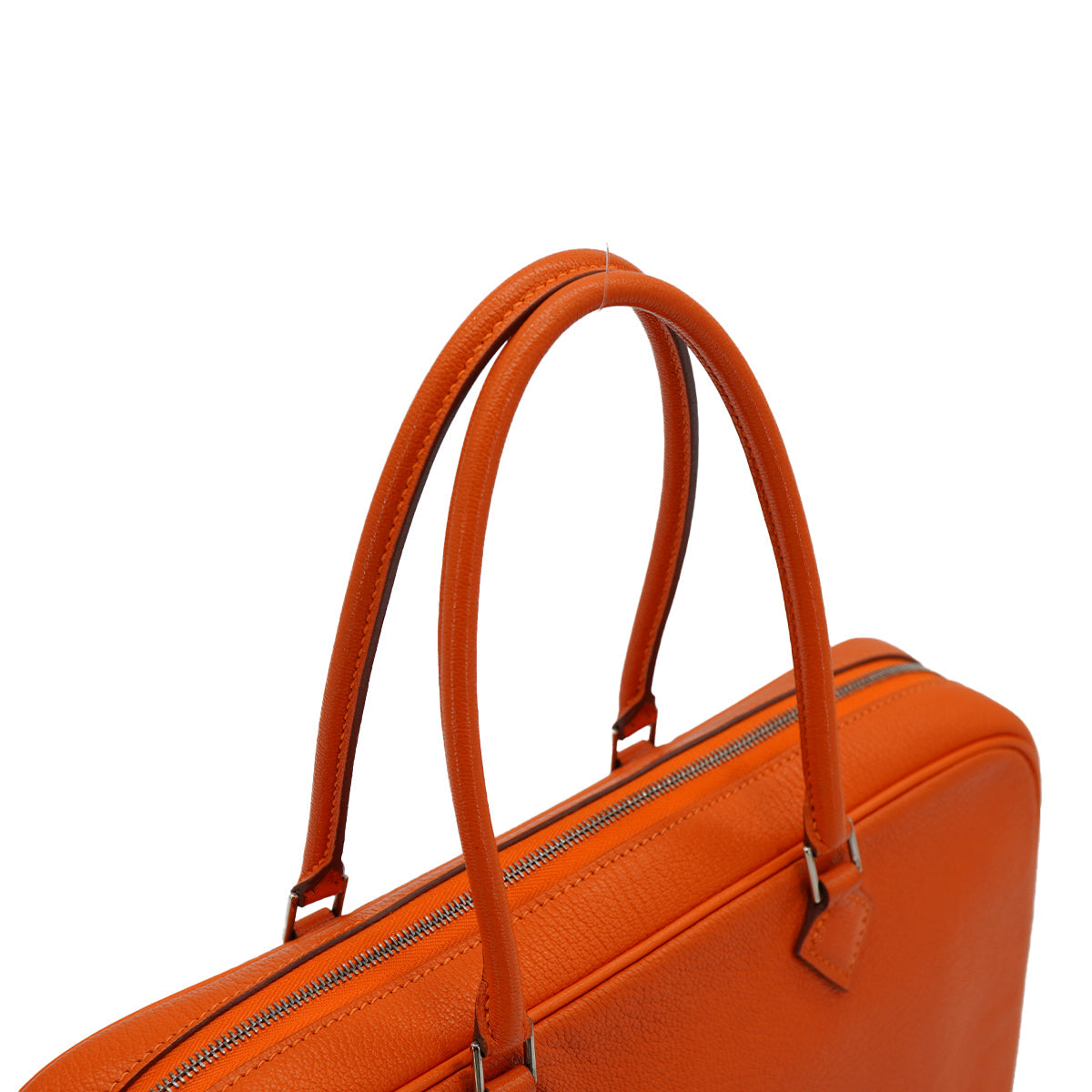 HERMES PLUME ELAN 28 ORANGE CHEVRE HAND BAG 2005 SQUARE I PALLADIUM HARDWARE 90335827