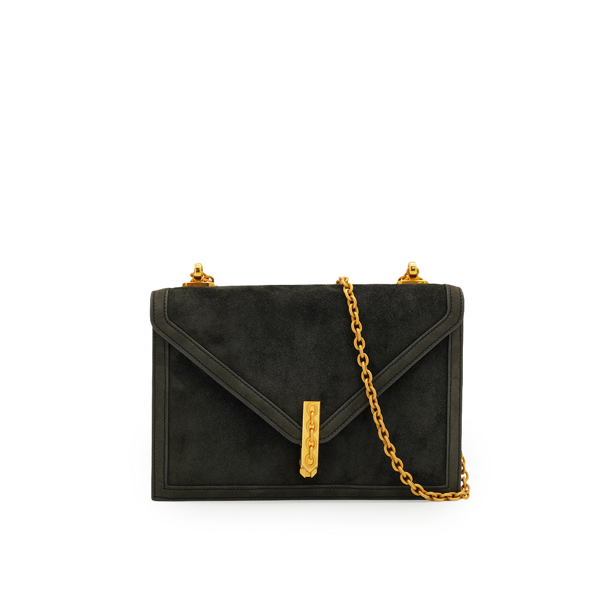 HERMES ALCAZAR DARK GRAY DOBLIS CHAIN SHOULDER BAG 1980 CIRCLE J GOLD HARDWARE 90334298