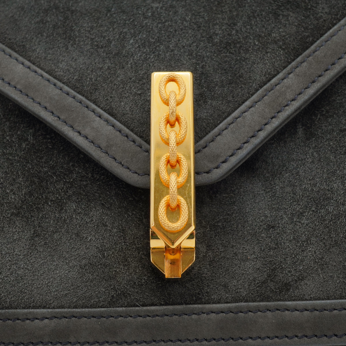 HERMES ALCAZAR DARK GRAY DOBLIS CHAIN SHOULDER BAG 1980 CIRCLE J GOLD HARDWARE 90334298