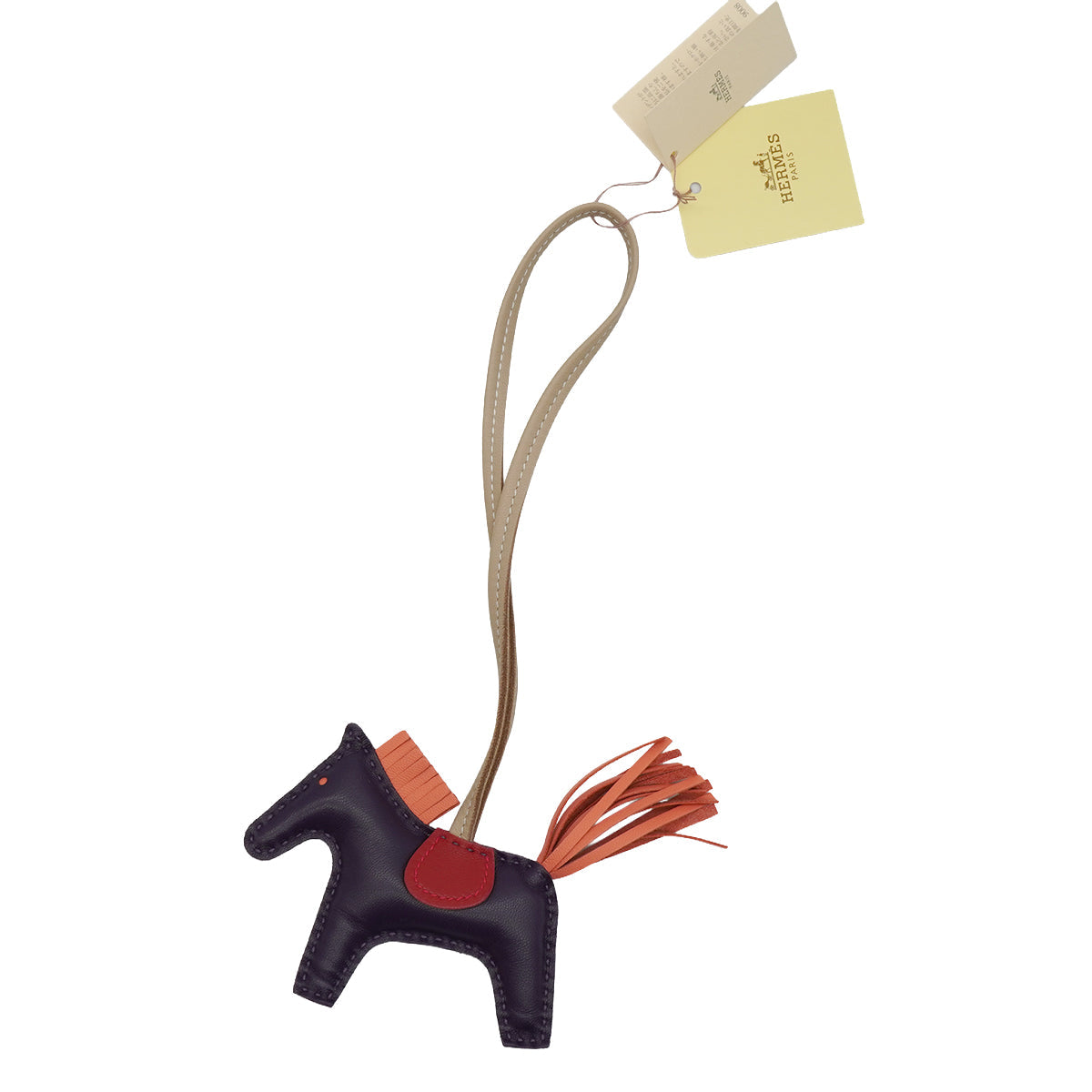 HERMES BAG CHARM RODEO PM  RAISIN FRAMINGO AGNEAU MILO 2017 A STAMP 90338888