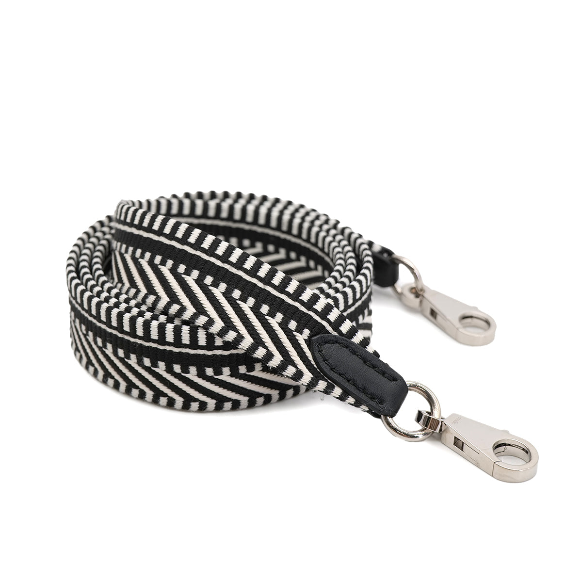 HERMES BANDOULIERE SANGLES CAVAL 25MM SHOULDER STRAP BLACK WHITE TOILE SWIFT 2018 C 90323210