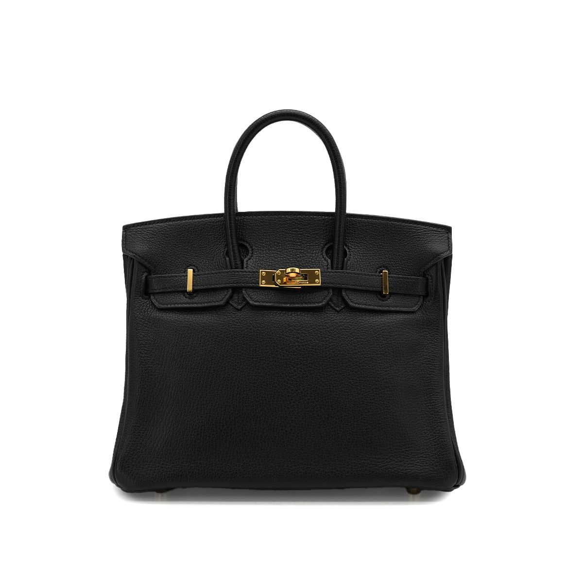 HERMES BIRKIN 25 BLACK CHEVRE HAND BAG 2010 SQUARE N GOLD HARDWARE 90340167