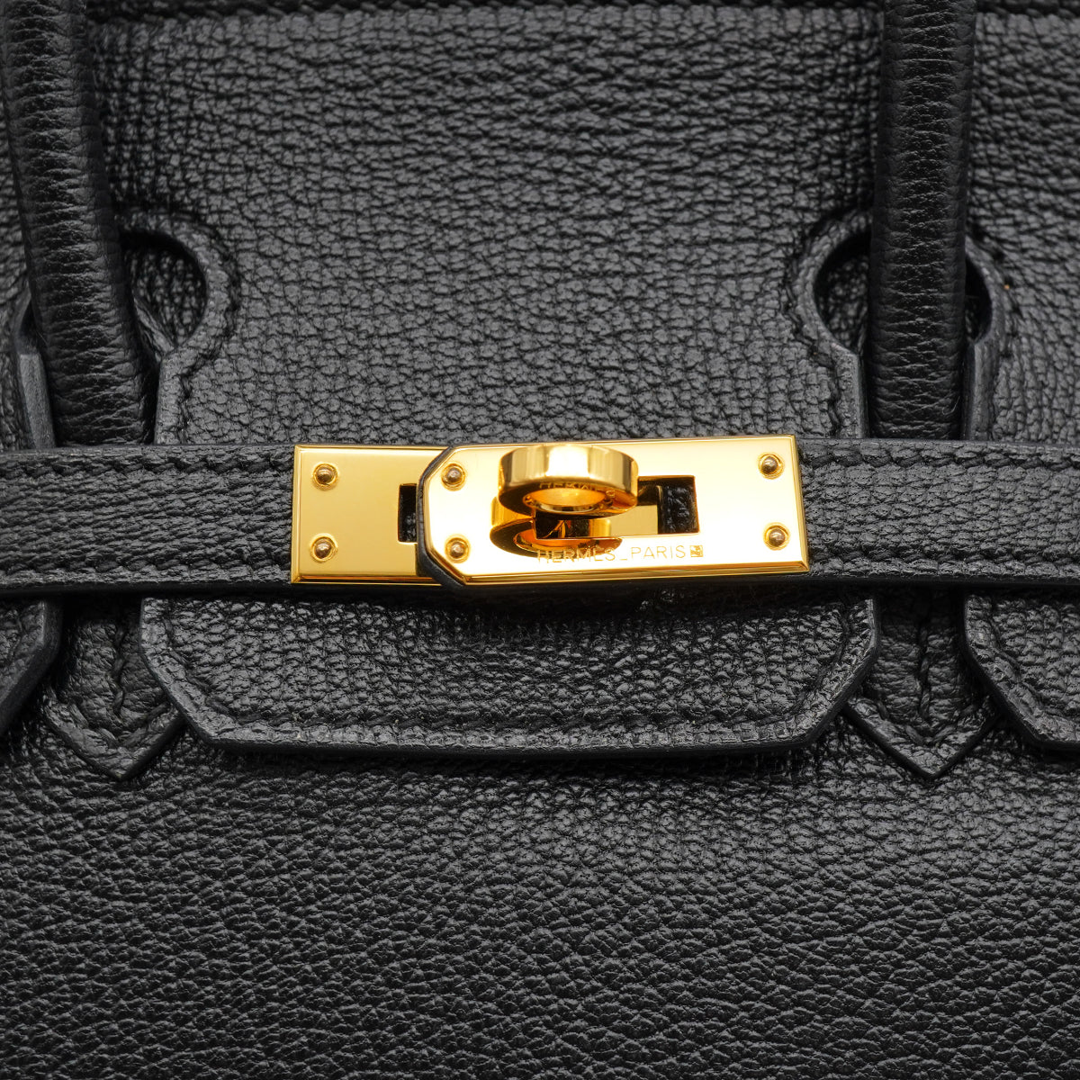HERMES BIRKIN 25 BLACK CHEVRE HAND BAG 2010 SQUARE N GOLD HARDWARE 90340167