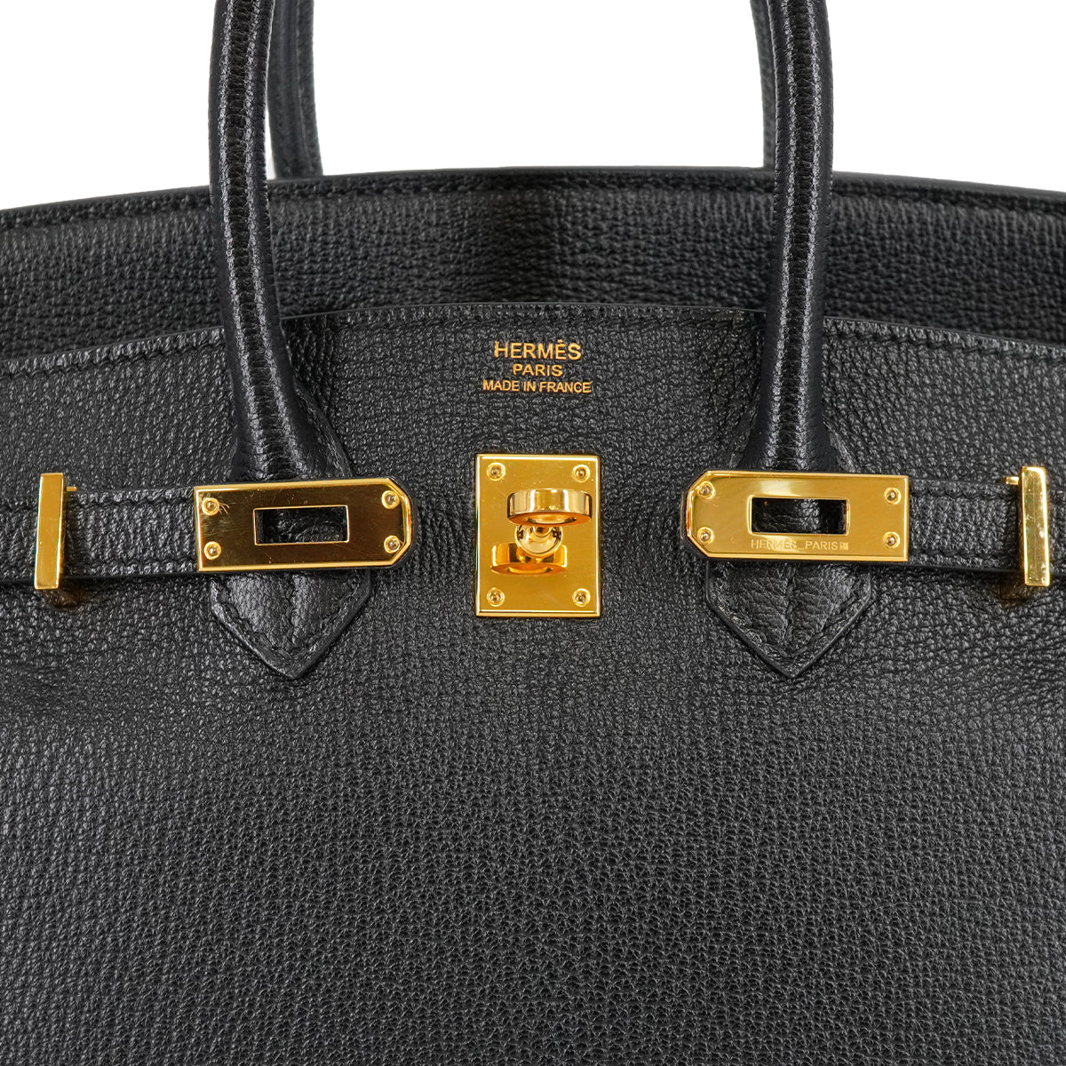 HERMES BIRKIN 25 BLACK CHEVRE HAND BAG 2010 SQUARE N GOLD HARDWARE 90340167