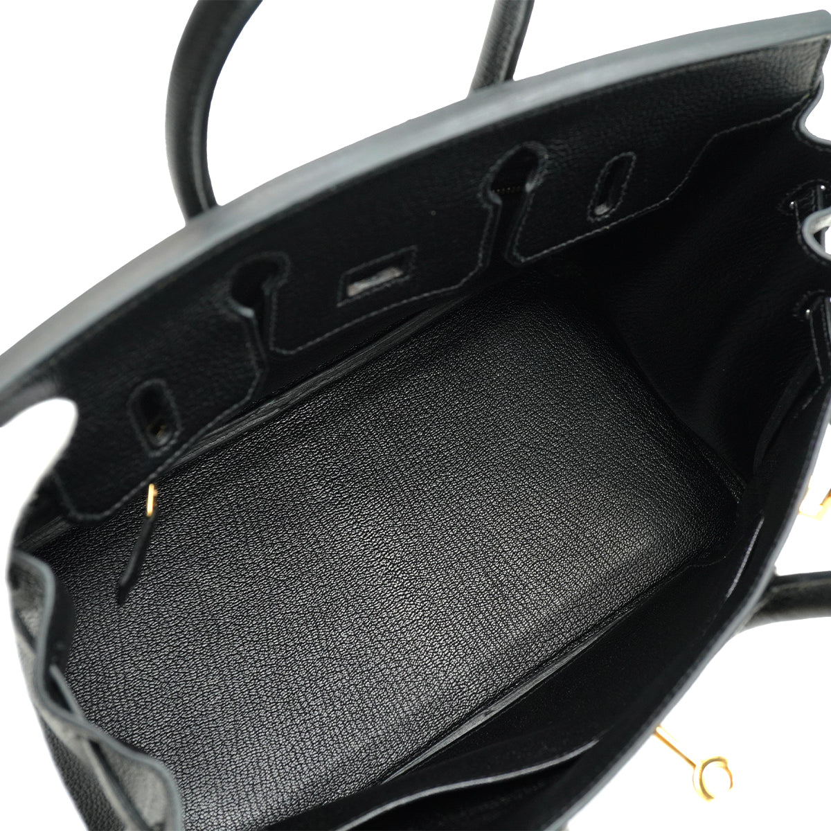 HERMES BIRKIN 25 BLACK CHEVRE HAND BAG 2010 SQUARE N GOLD HARDWARE 90340167