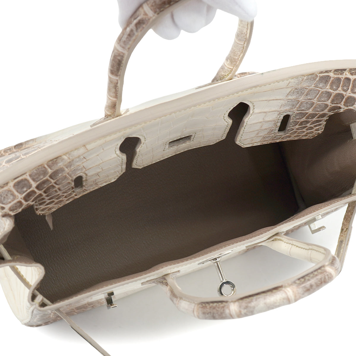 HERMES BIRKIN 25 HIMALAYA CROCODILE NILOTICUS MAT HAND BAG 2015 T STAMP PALLADIUM HARDWARE 90327986
