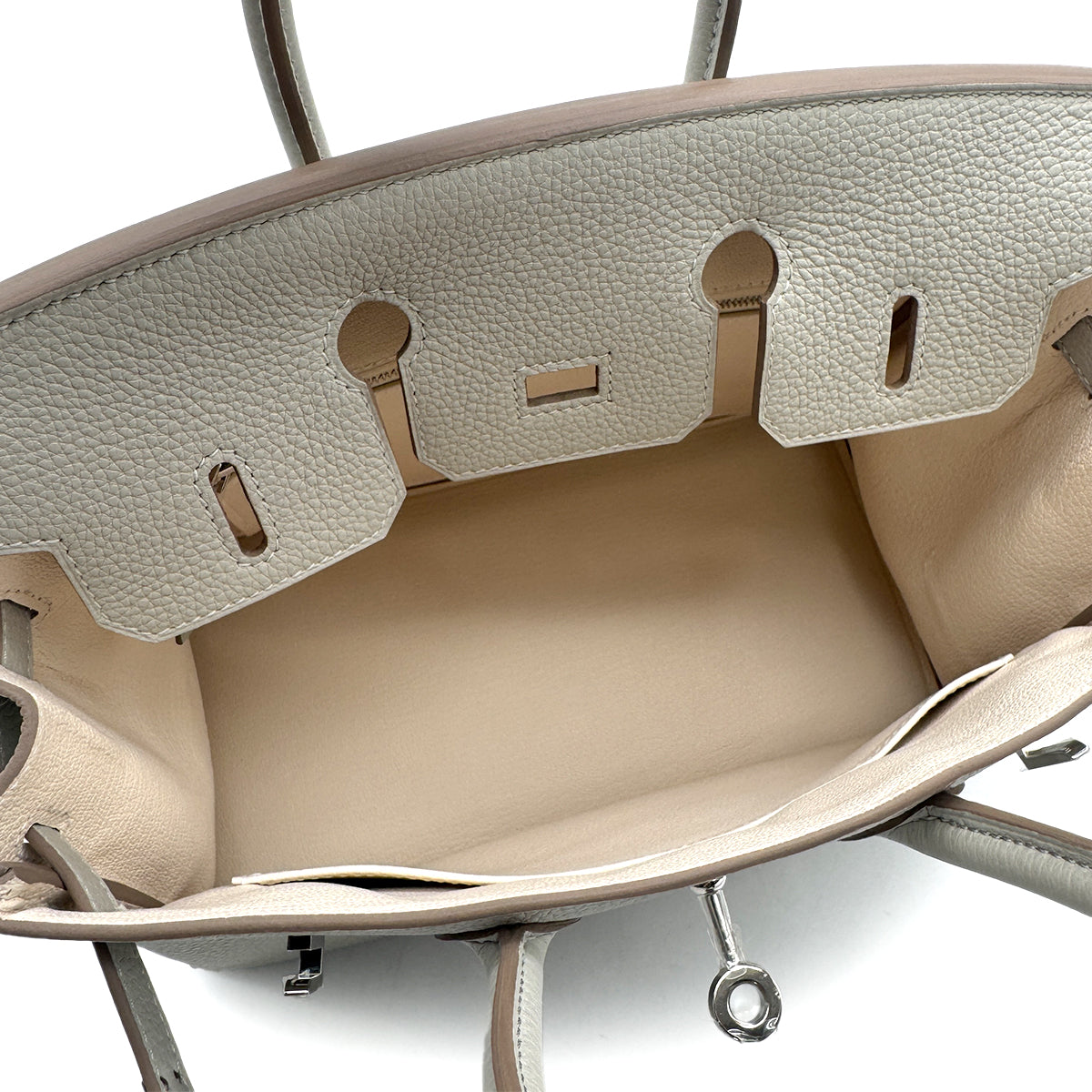 HERMES BIRKIN 25 VERSO GRIS PERLE NATA TOGO HAND BAG 2022 U STAMP PALLADIUM HARDWARE 90327141