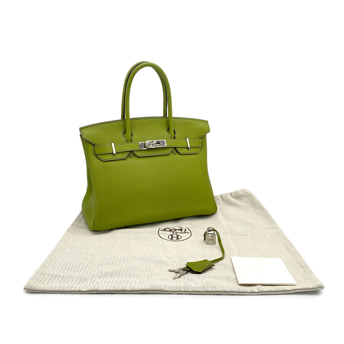 HERMES BIRKIN 30 ANIS GREEN TOGO HAND BAG 2007 SQUARE K PALLADIUM HARDWARE 90317919