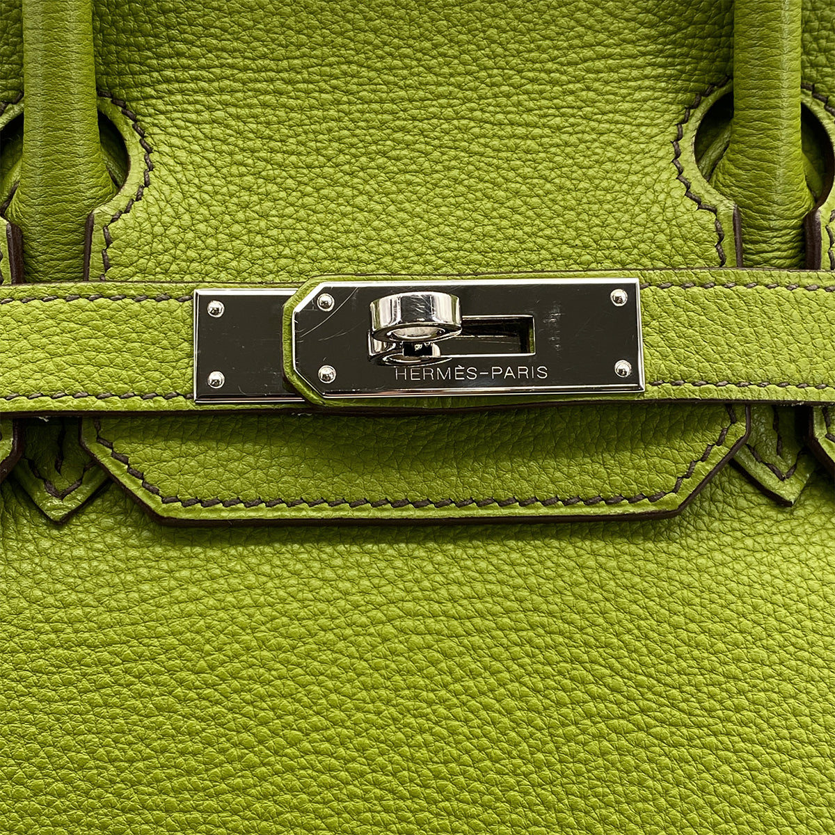 HERMES BIRKIN 30 ANIS GREEN TOGO HAND BAG 2007 SQUARE K PALLADIUM HARDWARE 90317919