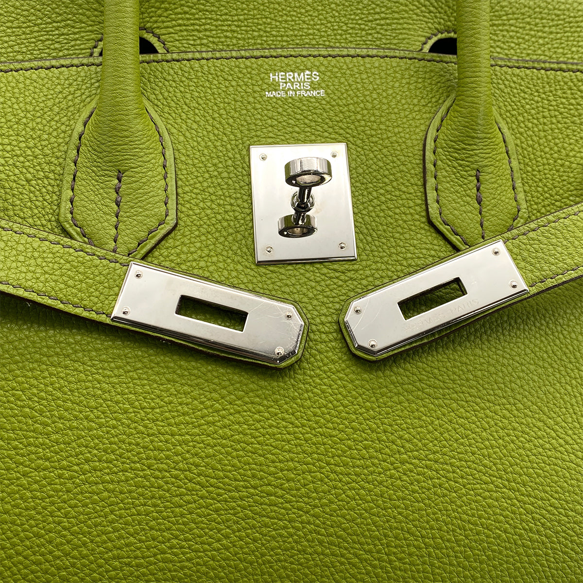 HERMES BIRKIN 30 ANIS GREEN TOGO HAND BAG 2007 SQUARE K PALLADIUM HARDWARE 90317919