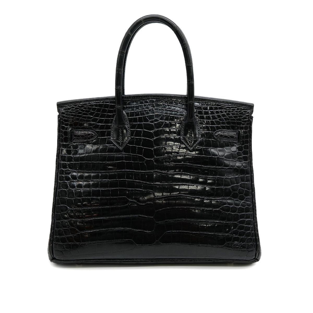 HERMES BIRKIN 30 BLACK POROSUS CROCODILE HAND BAG 2000 SQUARE D MATT HARDWARE 90314409