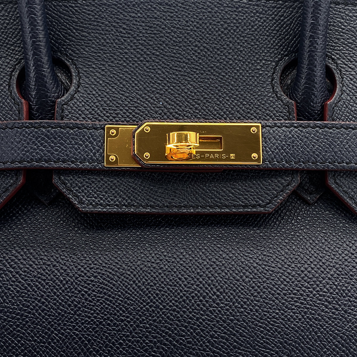 HERMES BIRKIN 30 CONTOUR BULUE INDIGO ROUGE H VEAU EPSOM HAND BAG 2017 A STAMP GOLD HARDWARE 90326203
