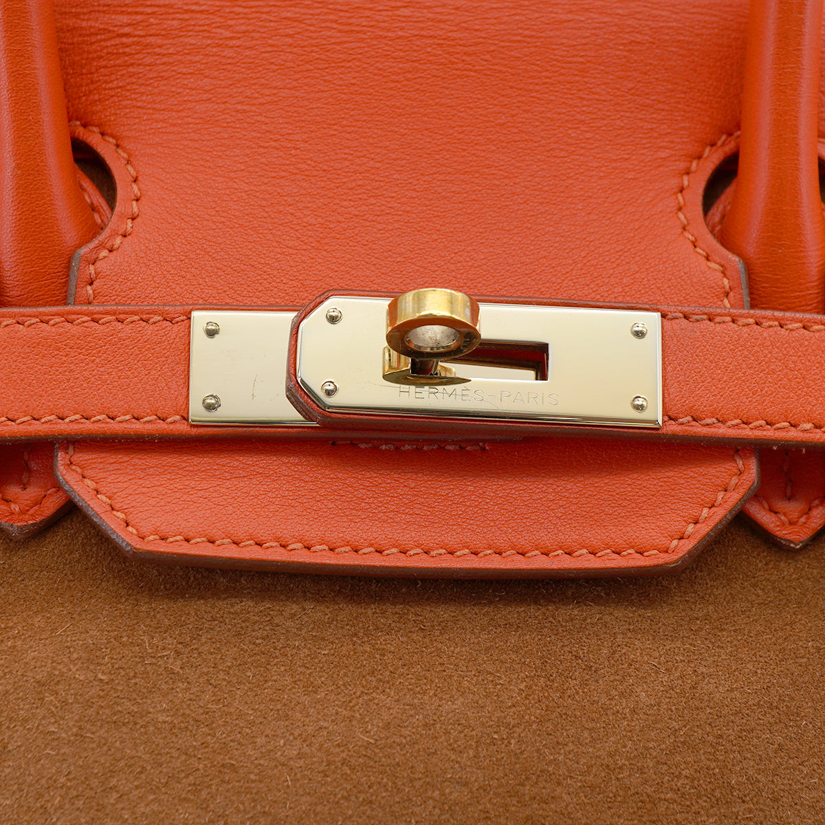HERMES BIRKIN 30 CAPUCINE CHAMOIS SWIFT DOBLIS HAND BAG 2013 SQUARE Q GOLD HARDWARE 90331320