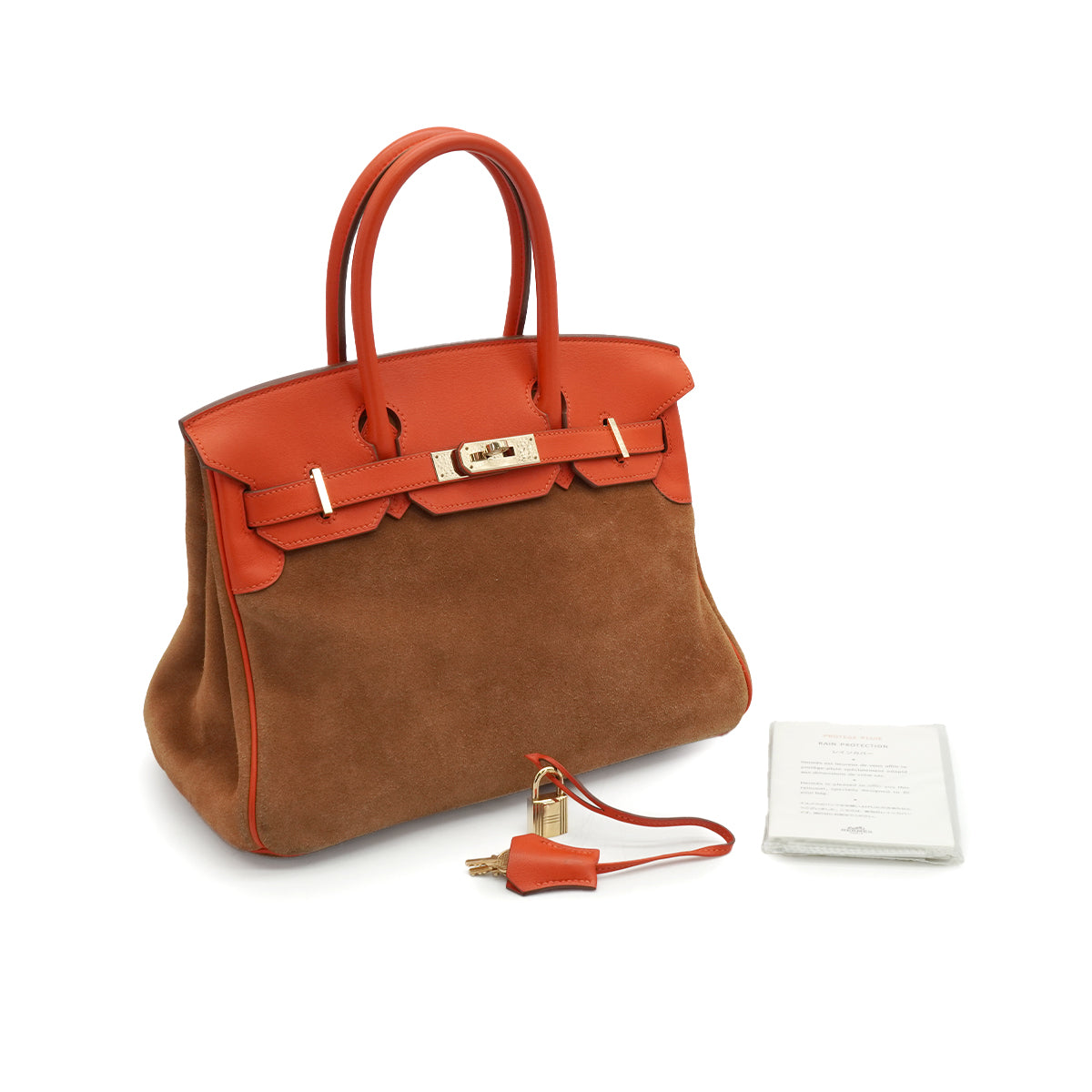 HERMES BIRKIN 30 CHAMOIS CAPUCINE  GRIZZLY VEAU SWIFT HAND BAG 2014 SQUARE R GOLD HARDWARE 90340453